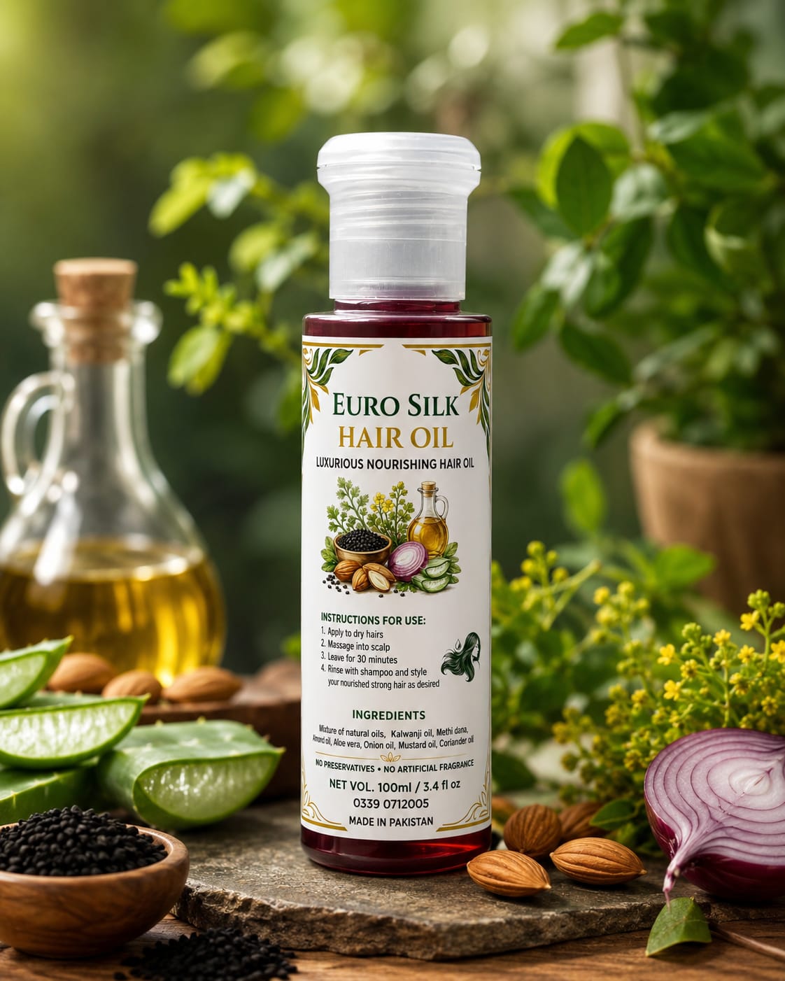 Euro Silk Natural Hair Oil – Nourishing Growth & Shine (100ml)